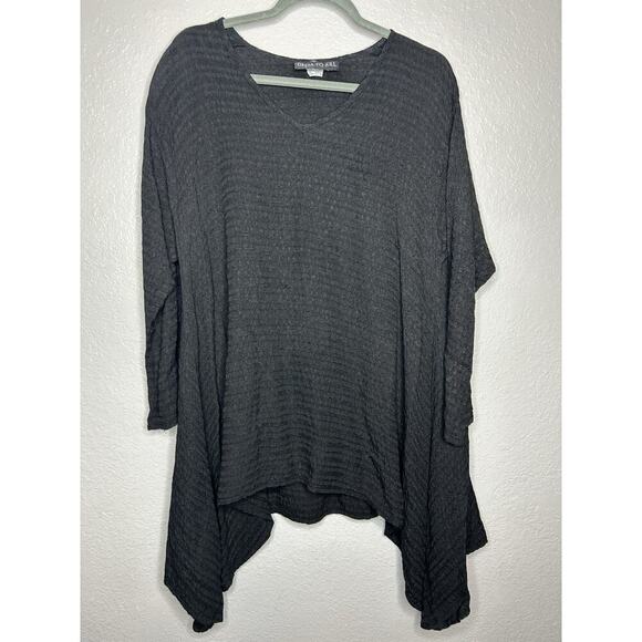 Dress To Kill Women’s One Size Black Tunic Top 3/4 Sleeve 100% Cotton Textured - Picture 1 of 9